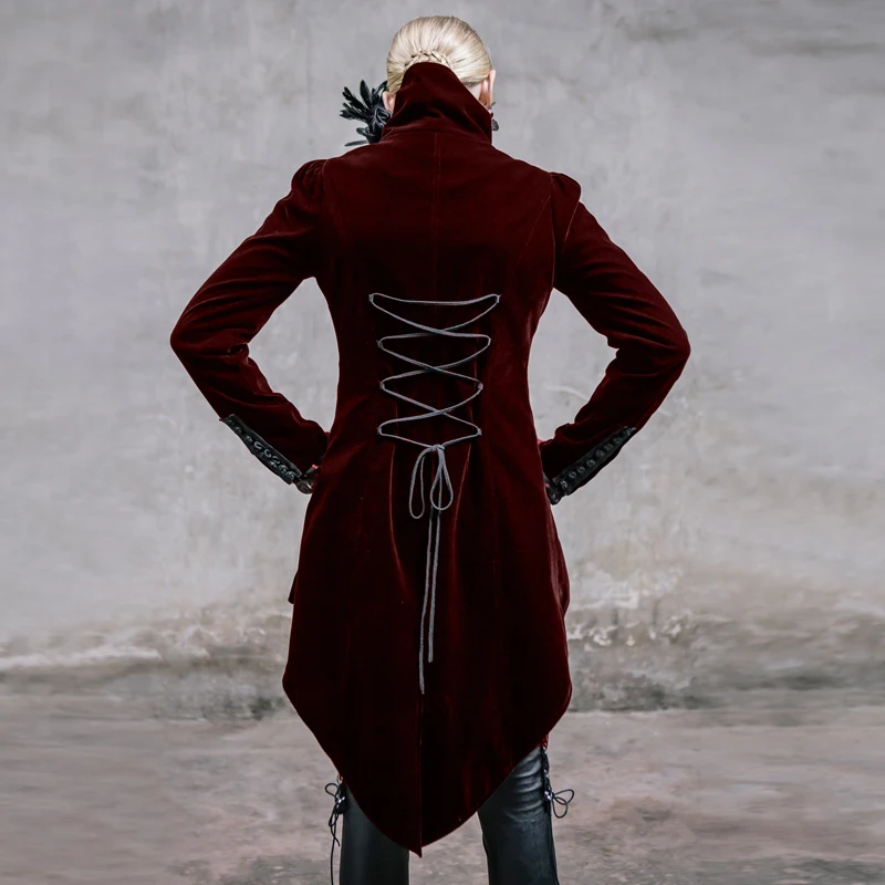 Женское пальто с хвостом Ласточки и перьями в стиле стимпанк Готическая