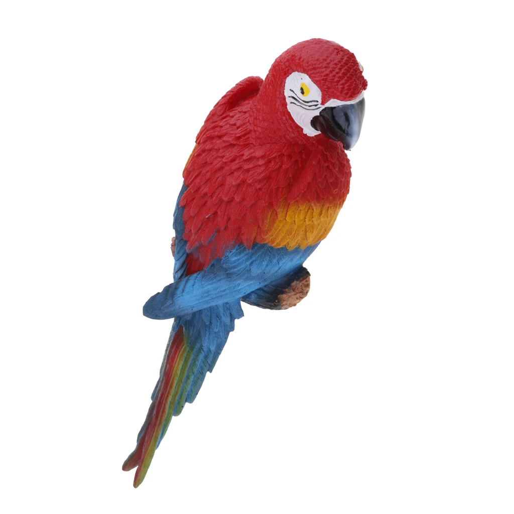 31cm Right Red 20 стилей, искусственная птица, смола, большая статуя попугая, птица, для двора, дерева, газона, орнамент, подвесная скульптура, украшение для дома, сада, ремесло - Цвет: 31cm Right Red