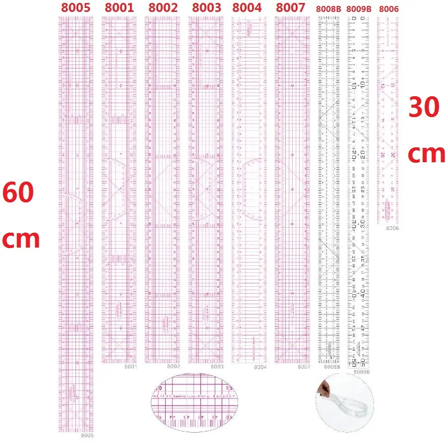 Прямая Линейка для пэчворка 30/50/60 см линейка из ПВХ #8001 #8002 #8005 #8006|pvc ruler|patchwork rulerruler