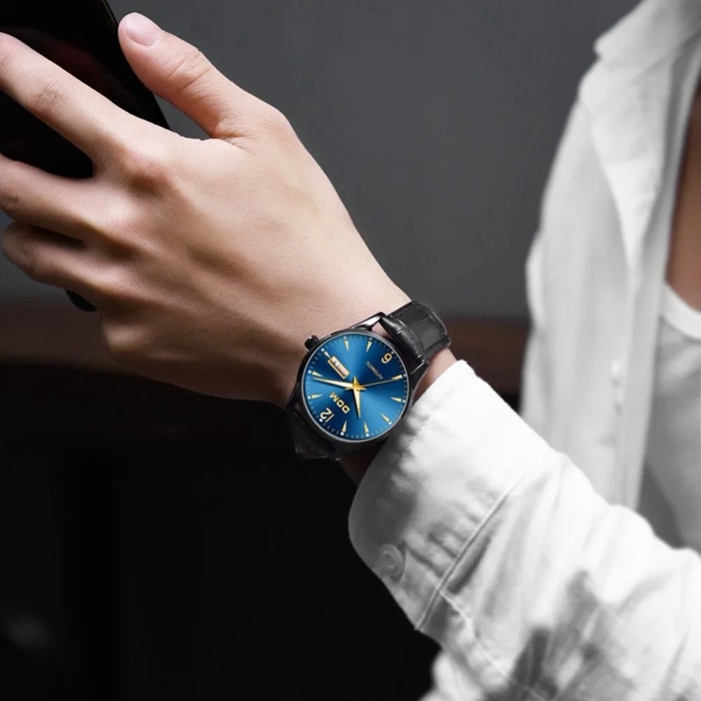 DOM ультратонкие простые мужские механические часы деловые водонепроницаемые