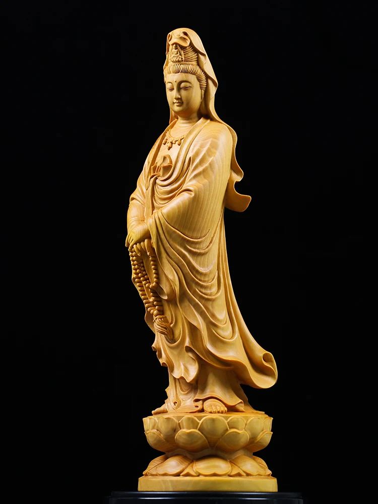 Guanyin Bodhisattva резьба из самшита домашняя гостиная по дереву статуи Будды Fengshui | Дом и