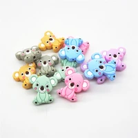 chengkai 50pcs bpa free silicone koala teether beads diy animal baby shower teething montessori sensory cartoon toy accessories