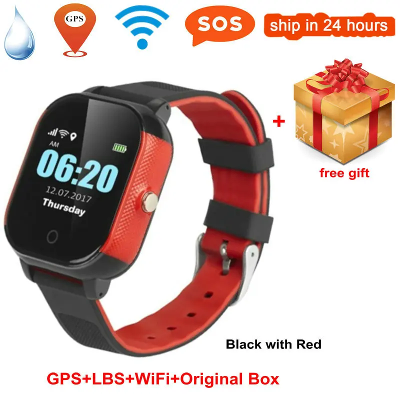 Black with Red FA23 смарт детские часы IP67 водонепроницаемые детские сим-карты сенсорный экран gps wifi SOS трекер детский будильник анти-потеря умные часы - Цвет: Black with Red