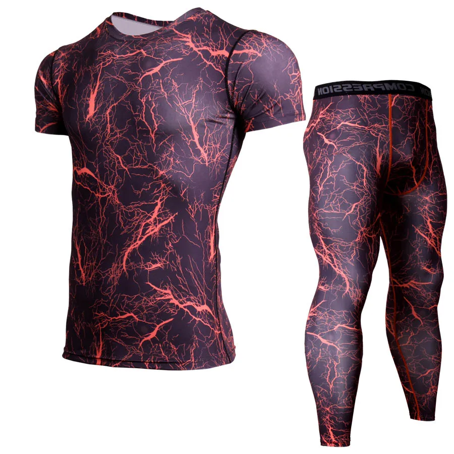 TK-46 Sport Shirt Камуфляжная Rashgard Спортивная рубашка с короткими рукавами брюки для мужчин тренажерный зал, Спортивная, с коротким рукавом рубашка Леггинсы для фитнеса бега колготки спортивные комплекты - Цвет: TK-46 Sport Shirt