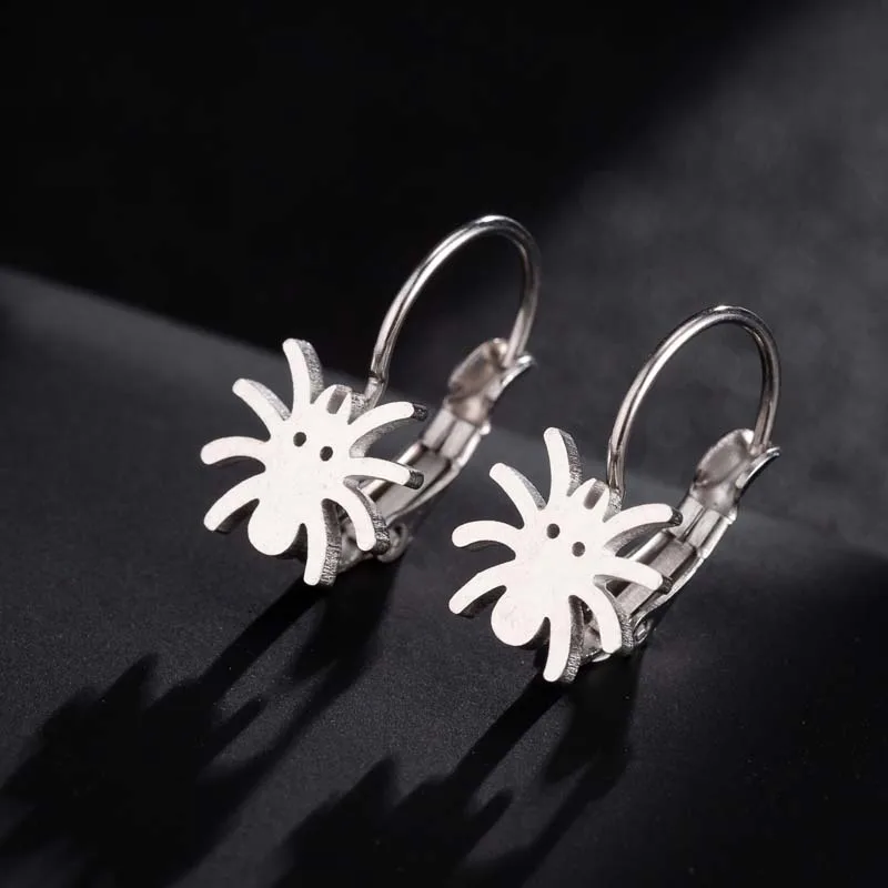 Spider Earrings Hfarich современный небольшой круглый серьги для женщин из нержавеющей стали Дерево жизни Пальма паук покупки серьги-кольца - Окраска металла: Spider Earrings