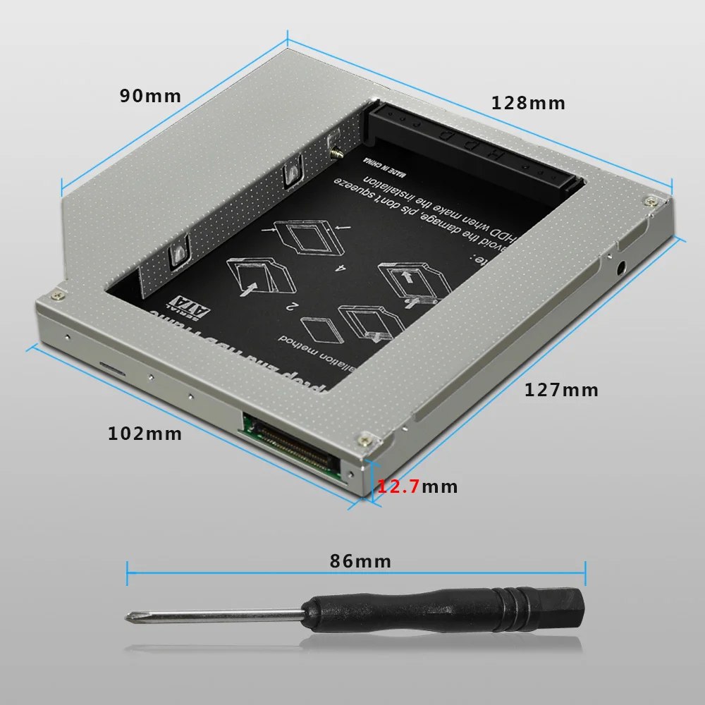 DeepFox алюминиевый 2nd HDD SSD caddy 12,7 мм IDE To Sata Чехол для 2," жесткий диск чехол Корпус для hp DELL ACER