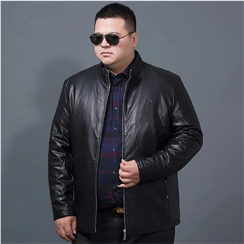 Большой размеры 8XL для мужчин кожаная куртка из натуральной овечьей козы бренд