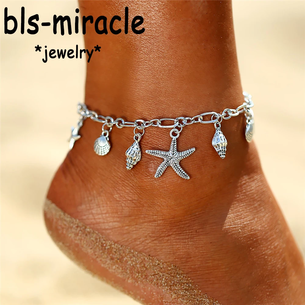 Браслеты на ногу Bls-miracle в стиле бохо для женщин анклеты с волнистой черепахой