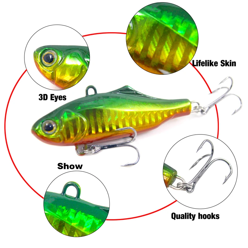 YTQHXY Hars Lured VIB Bait Sinking Wobblers 7.3cm 22.5g 2 Bass Treble Hooks High Quality Crankbait Minnows Fihing Tackle WQ243 | Спорт и