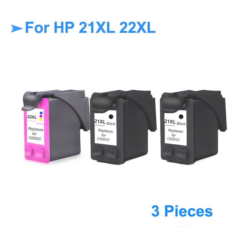 3 Pieces Пополнение для hp 21XL 22XL полный картридж Замена для hp с чернилами hp Deskjet 3915 3920 F380 F2180 F4100 F4180 принтер для hp 21 22 - Цвет: 3 Pieces