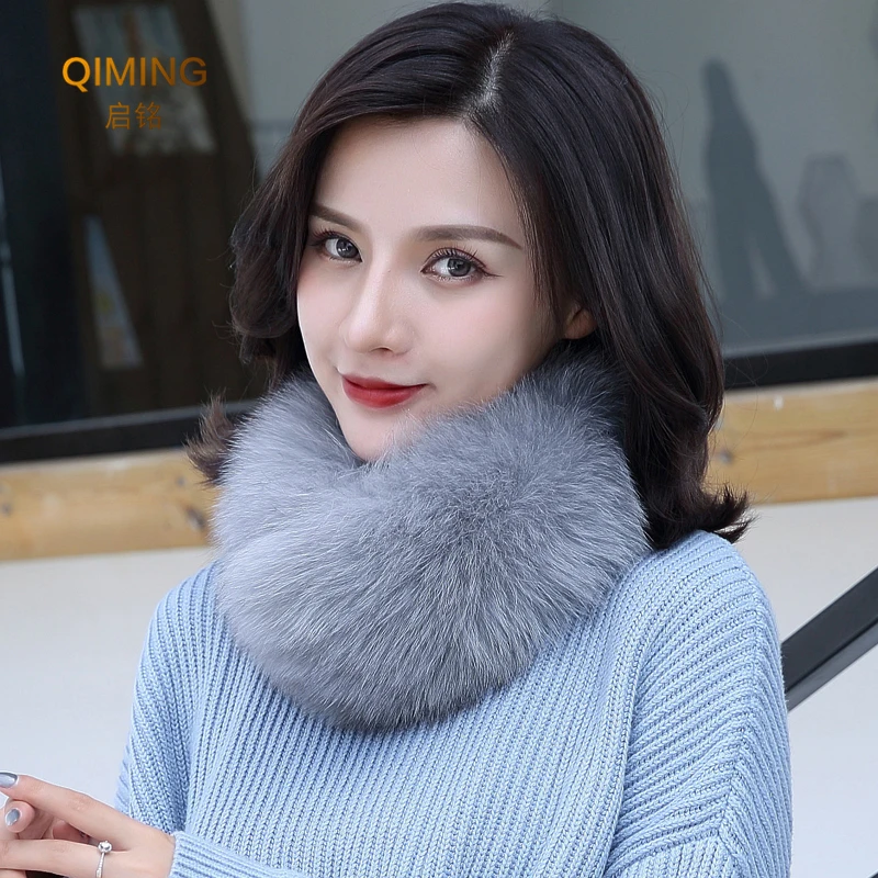 100% натуральный Лисий мех кожаный шарф с магнитом воротник из лисьего меха