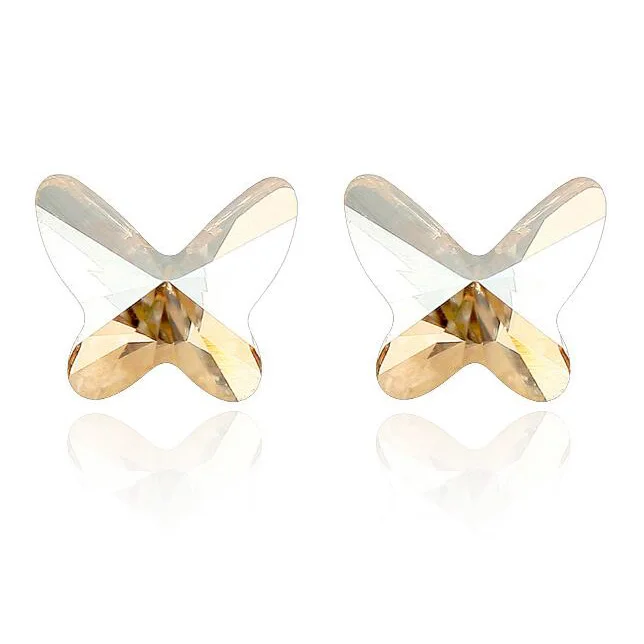 01 Кристалл Swarovski маленькие серьги-гвоздики для женщин Бабочка Brincos Pendientes Mujer Moda друзья подарок для девочек Joyas - Окраска металла: 01