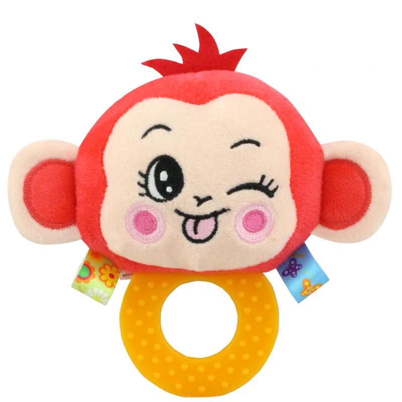 monkey Baby Infant Plush Rattle Stuffed Toy Hand Grasp Teethers Cute Animal Handbell Ring Newborns Early Development Boys Girls Gift - Цвет: monkey