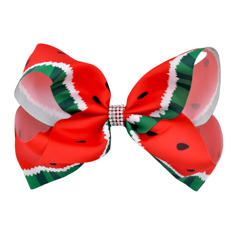 8 дюймов новейшие цветные радужные камуфляжные банты для волос блестящие стразы