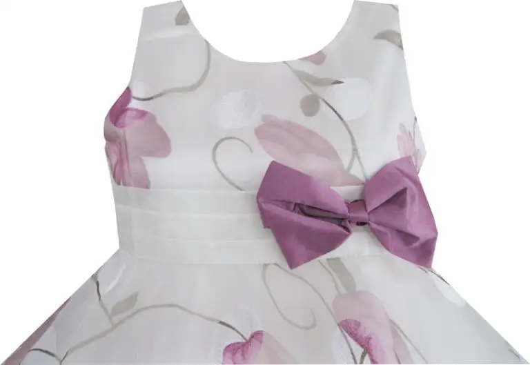 Girls Dress Purple Flower Bow Tie Wedding Party Children Clothes Size 2020 Summer Princess Dresses 3-8 Carnival Vestidos | Детская