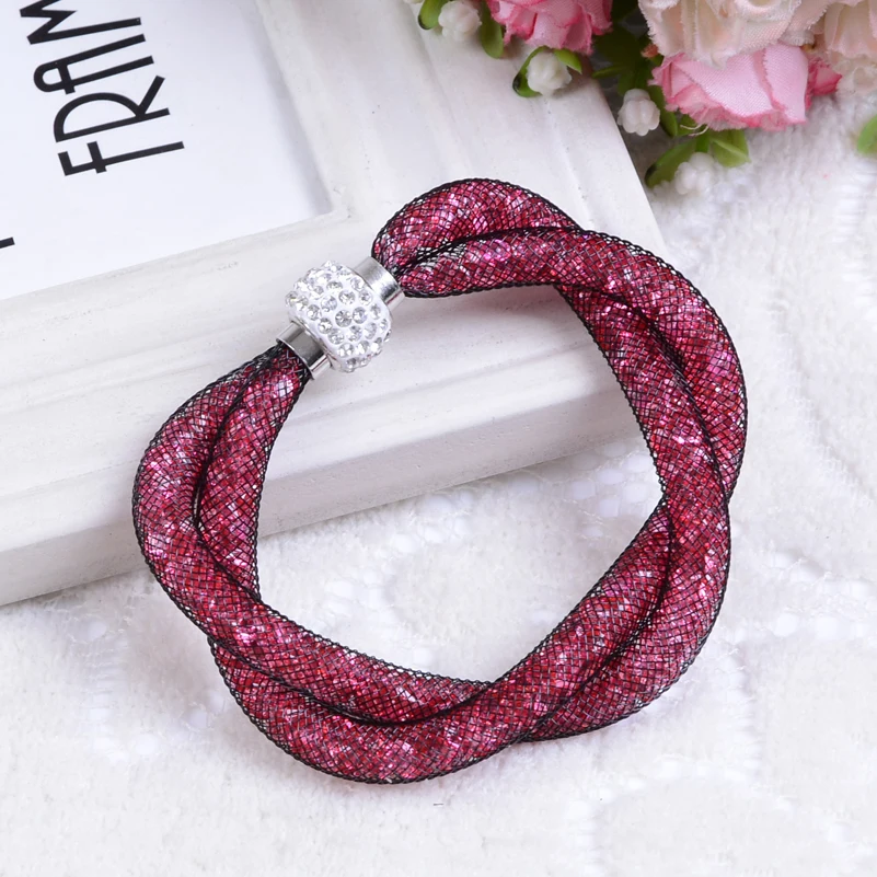 Кристальные браслеты с ринестонами для женщин ювелирные изделия 2018 года Оптовая продажа оберег браслетов Мультикоробочный магнитный Фемме.