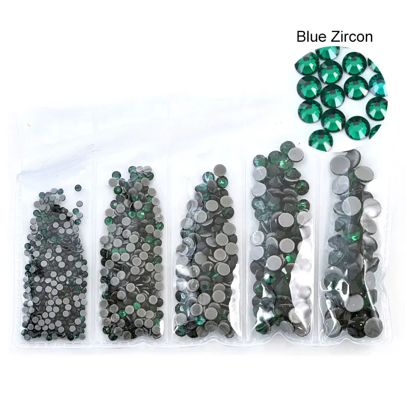 Blue-Zircon Смешанные размеры стеклянные стразы исправление хрусталя и искусственного алмаза AB железо на стразы Flatback исправление стразы для одежды B3700 - Цвет: Blue-Zircon