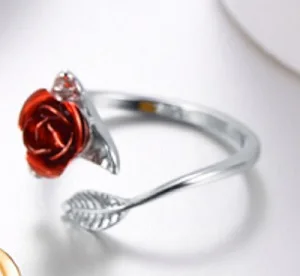 Silver Plated Ring США сток Uloveido цветок розы кольцо для женщин, обручальное ювелирное изделие, серебряное Золото Цвет, регулируемый, Открытый лист кольцо, y452 - Цвет основного камня: Silver Plated Ring