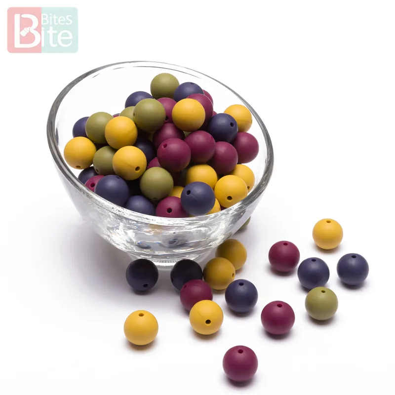 Bite Bites 100 шт 12 мм/15 мм Силиконовые Круглые бусины Детские Прорезыватели кунжута DIY