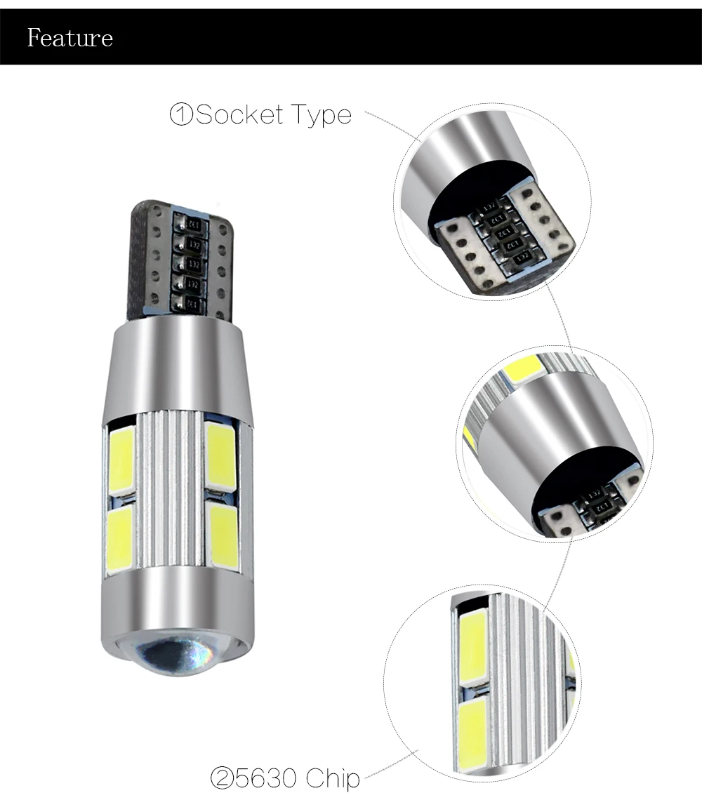 Авто светодиодный T10 Canbus 194 W5W 10 SMD 5630 5730 светодиодный светильник лампа без ошибок светодиодный светильник парковки T10 светодиодный бортовой светильник стайлинга автомобилей 1 шт