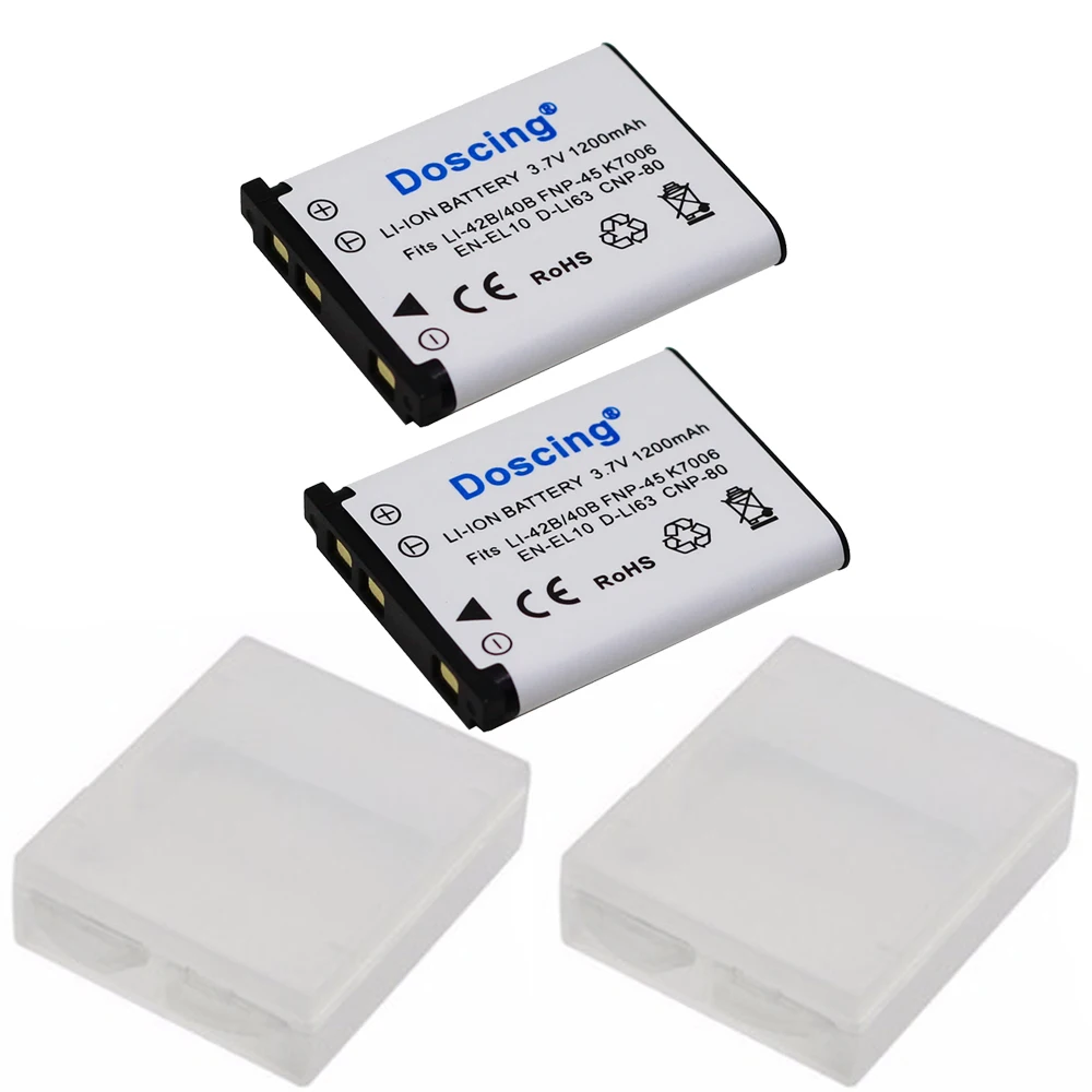 Doscing 2p 3 7 V 1200mAh Li 42B EN EL10 FNP 45 D Li63 CNP 80 LI 40B Аккумулятор для Nikon OLYMPUS FUJ|Цифровые
