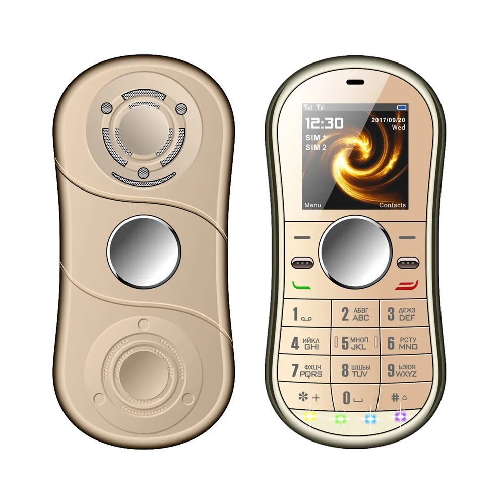 Gold Standard SERVO S08 Спиннер-Спиннер Мобильный телефон 1,3 дюймов двойной SIMGPRS Bluetooth FM радио Ручной Спиннер сотовый телефон с русской клавиатурой - Цвет: Gold Standard