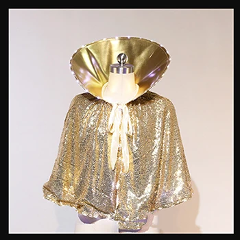 Gold short Да, Светодиодный светящийся плащ с блестками, плащ для красоты, театрализованного представления на сцене, модель чемпиона, королева, флэш-бар, Клубные, вечерние, для Хэллоуина - Цвет: Gold short