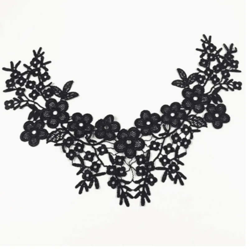2 шт/партия полиэстер кружева шеи воды растворимая вышивка для одежды и украшение