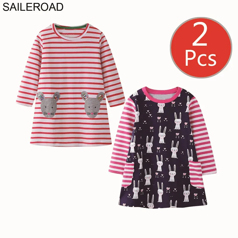 SAILEROAD 2 шт. Фруктовое Яблоко с Принтом Девушки Карманные Платья Vestidos 5 Лет Платье