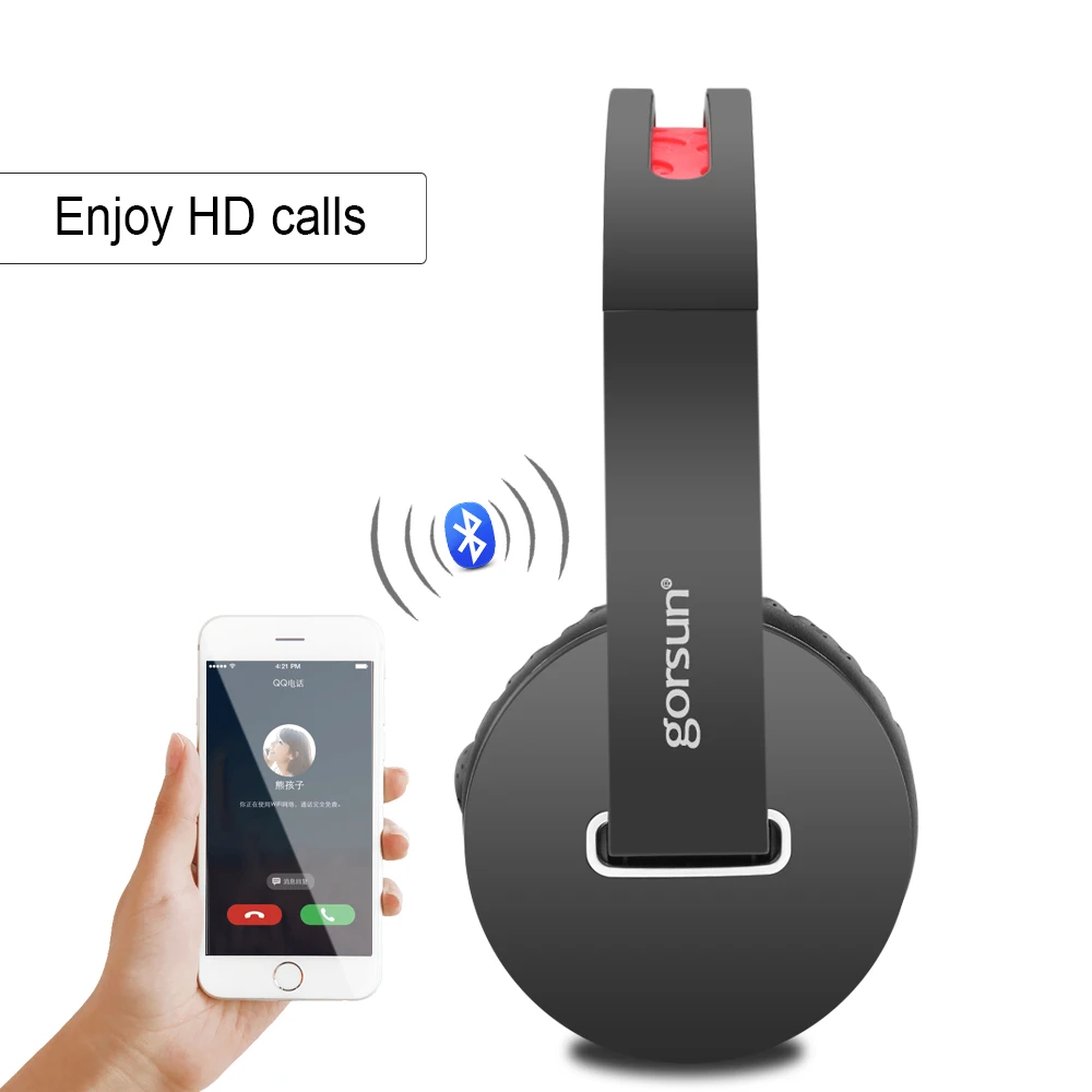Беспроводные Bluetooth наушники с HD микрофоном стерео HiFi бас легкая складная