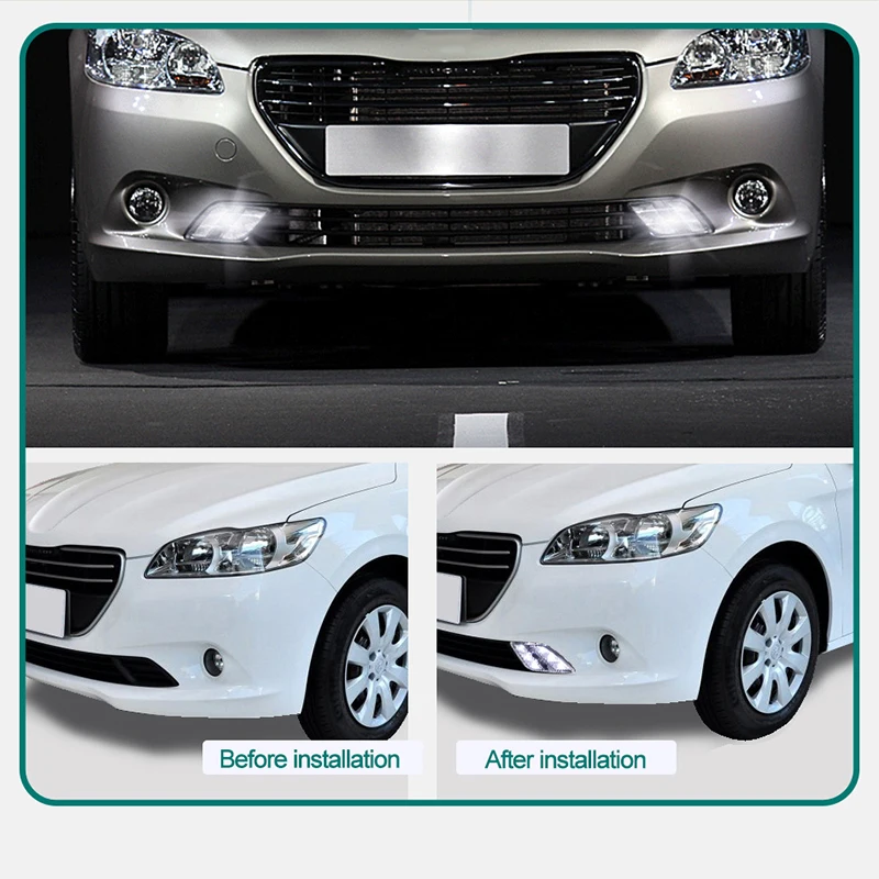 ROADOT drl Светодиодный дневной светильник для Peugeot 301 2014 2015 ходовой с поворотным