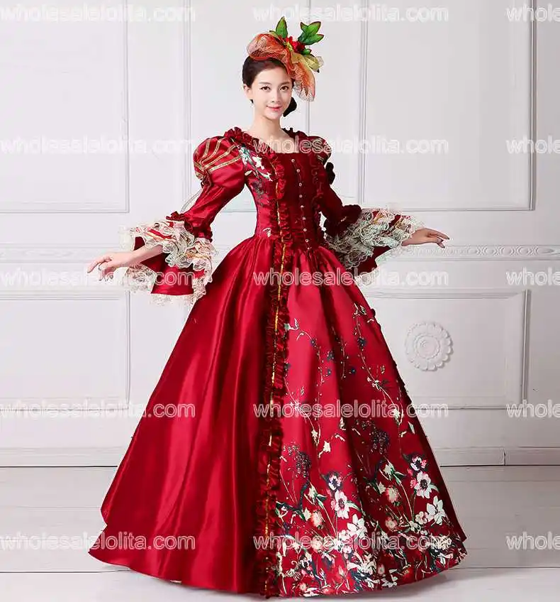Брендовое Новое красное кружевное платье с принтом Marie Антуанетты Southern Belle