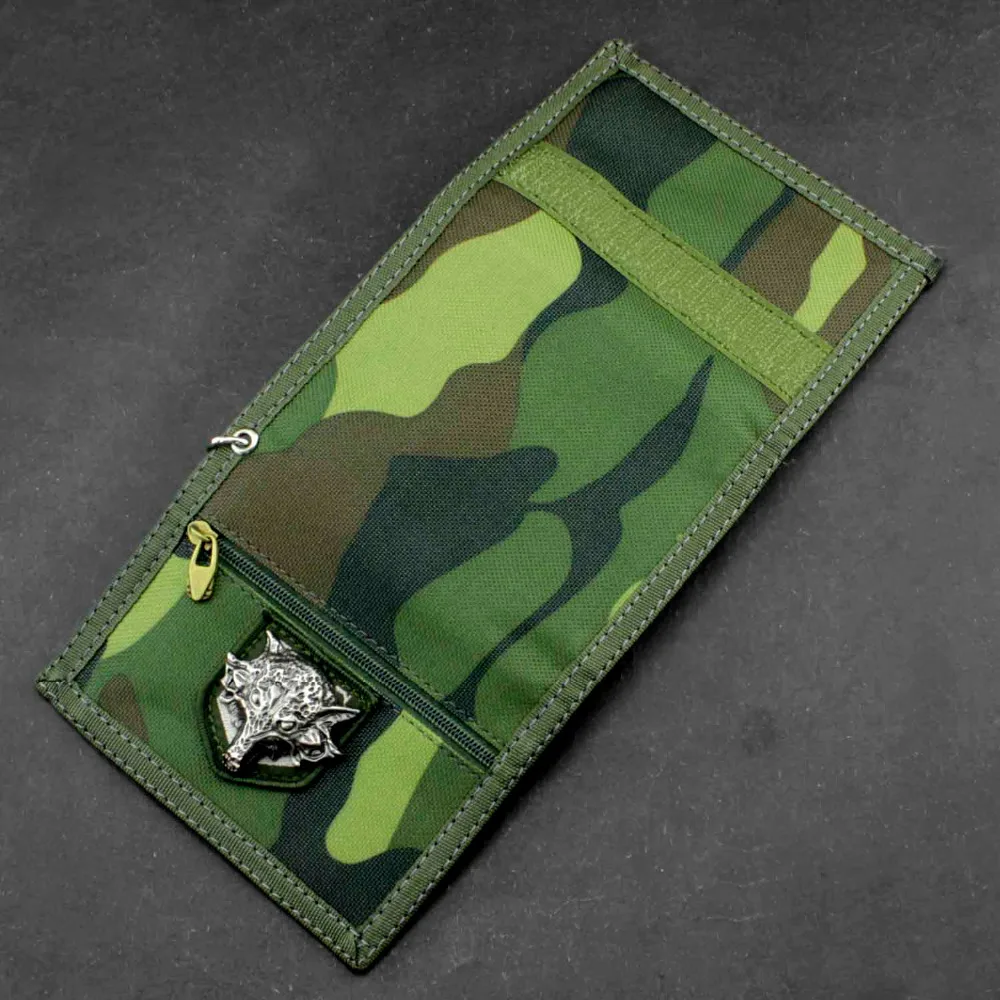 Каваны Камуфляж Tri-fold card/кошелек для денег с защитная цепочка для мужчин/мальчиков