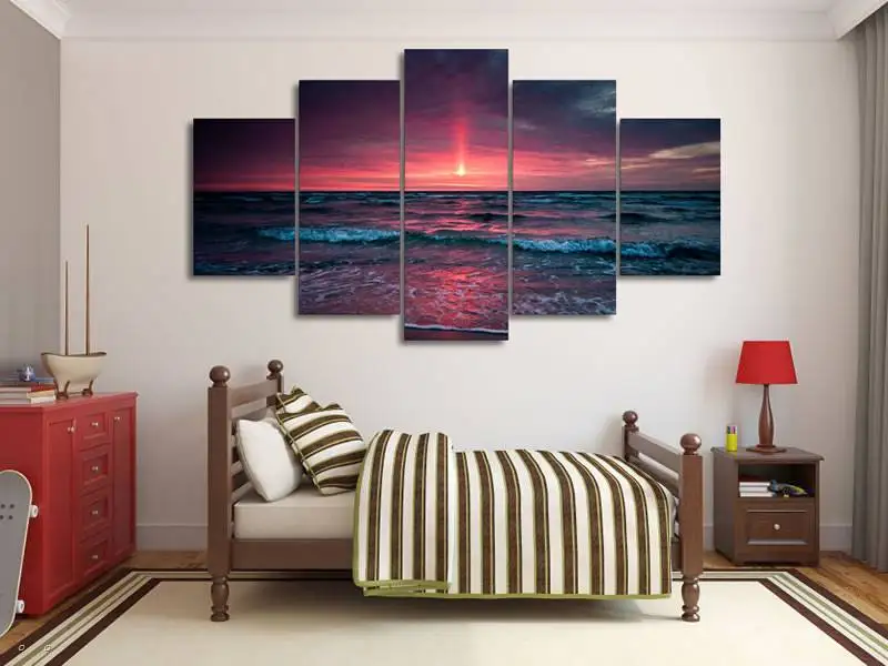 Hd Printed Beach Sea Group Painting Canvas Print Room Decor Poster Picture Free Shipping/90633 | Дом и сад