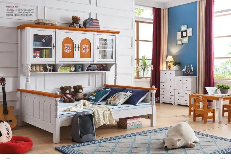 

JLMF618 Ash wood children bedroom furniture solid wood children bed with storage cabinet drawers bookshef closet wardrobe bed