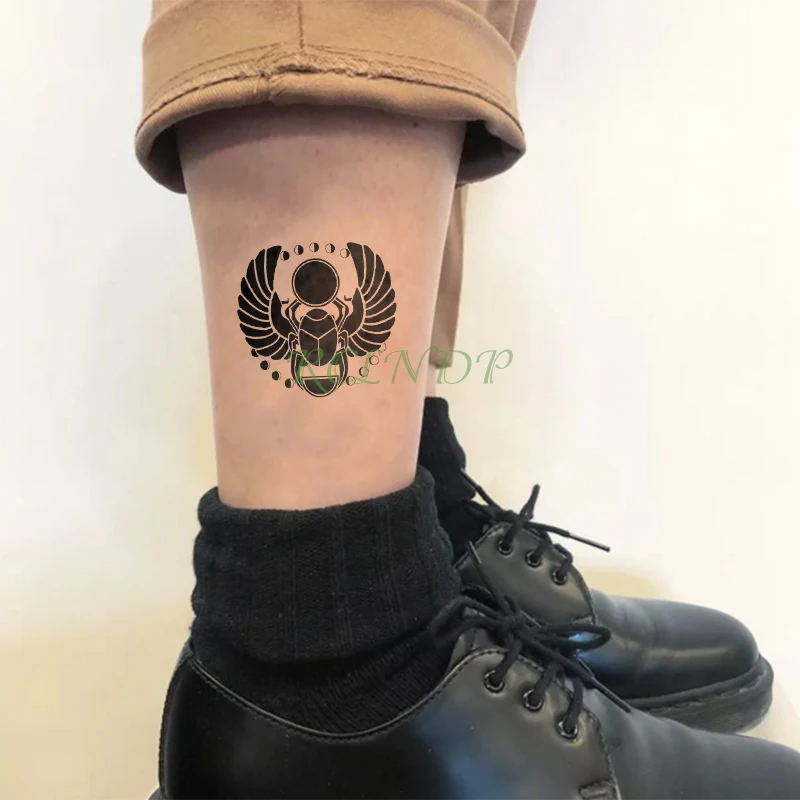 

Waterproof Temporary Tattoo Sticker Ancient Egypt dung chafer tumblebug Fake Tatto Flash Tatoo Tatouage hand foot For Men Women