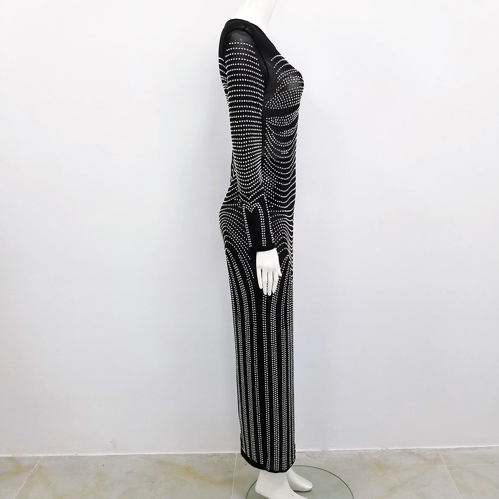 Женское Сетчатое платье с блестками дизайнерское длинное вечернее длинным