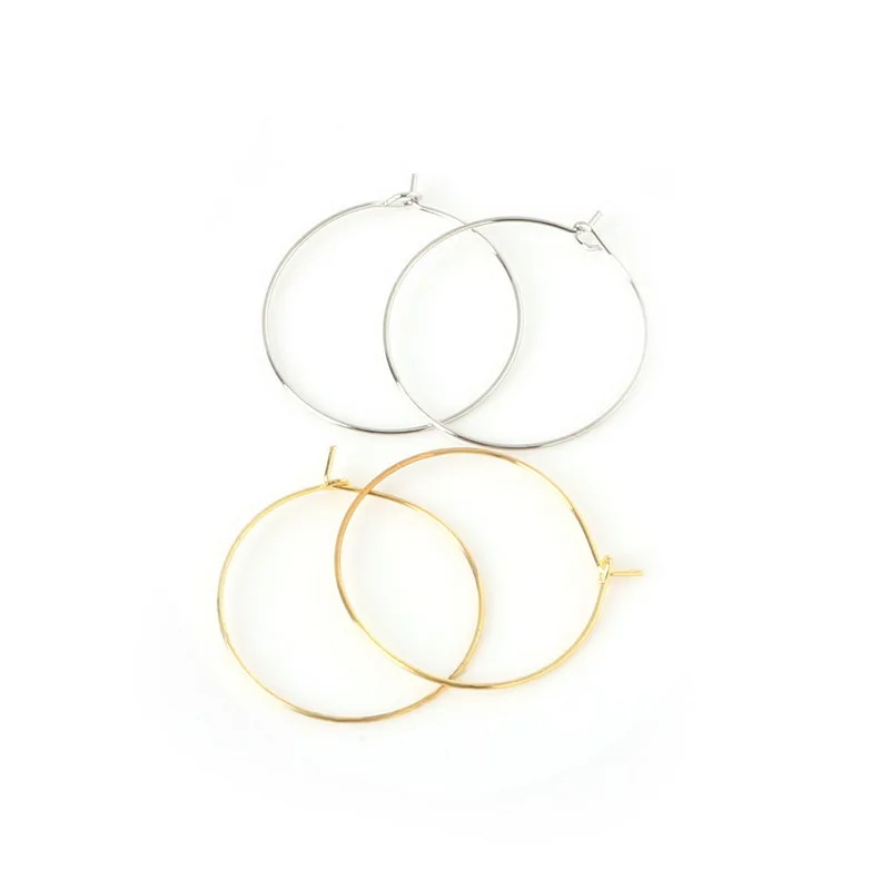 100 шт. 30 мм посеребренные/позолоченные проволочные кольца круглые петли серьги