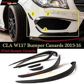 Для Mercedes CLA W117 C117 X117 передний бампер для губ Splitter Canards 6 шт. углеродное волокно CLA180 200 250 без дрели/прямой палки 13-16 - Цвет: W117FSF6PCSCB1416