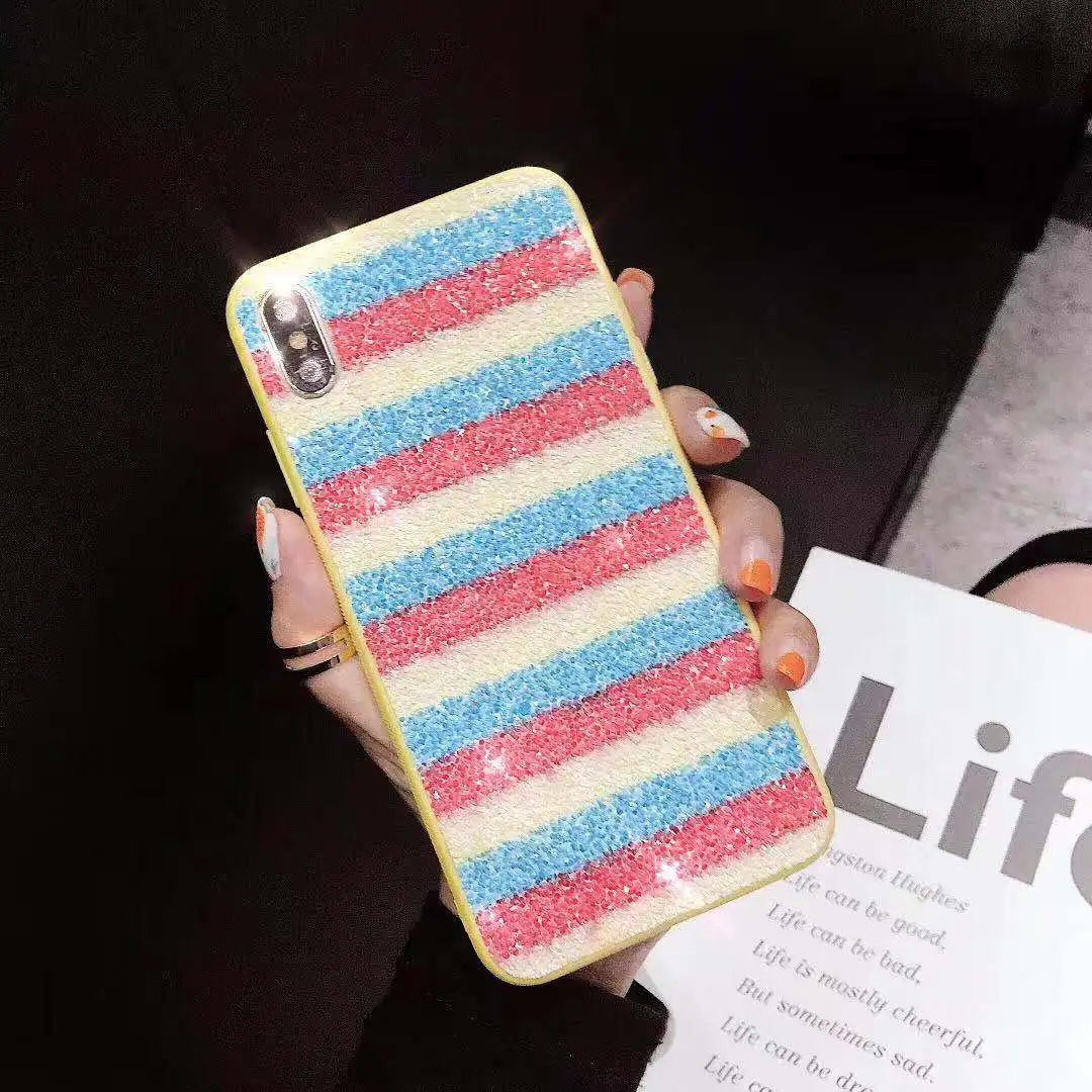 Роскошные Bling полосой чехол для Huawei Y7 Prime Y9 2019 2018 Honor 8X 8C 7C 10 Lite 7X P30 Pro Коврики 20 SE Nova 4