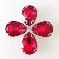 tear drop red superior quality glass crystal sew on rhinestones with scratch resistant d shape claw diyclothing accessories