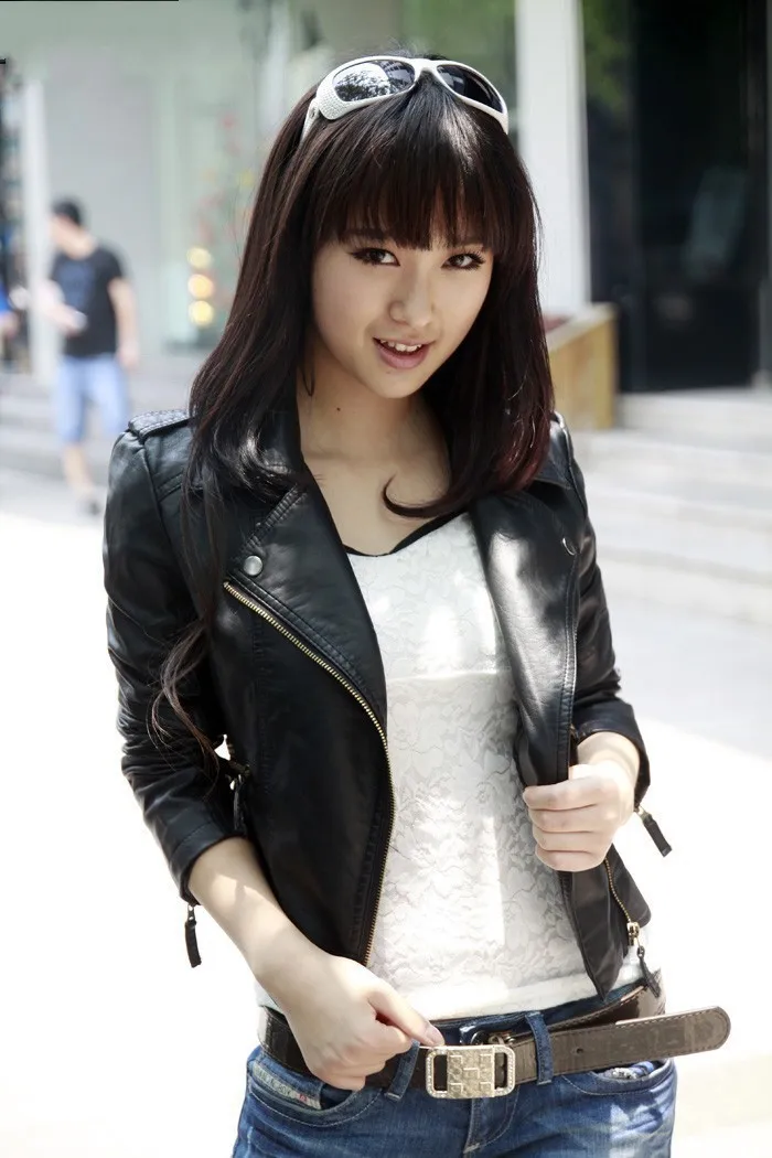 2015 Korean Short Coat Style Leather Jacket Women Slim Biker Soft Zipper Girl Jaquetas De Couro Women's Clothing SW39 | Женская