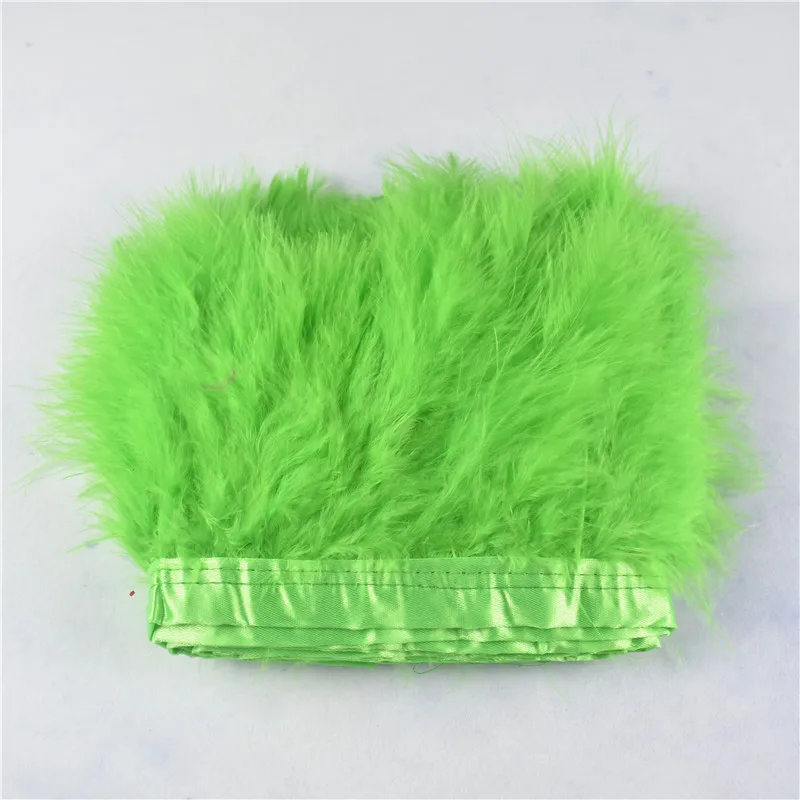 Apple Green Натуральный крашенный шелк «Марабу»/индейка перо отделка 10 ярдов 10-15 см Ткань отделочная лента для одежды Свадебные пары и перья для ремесел - Цвет: Apple Green