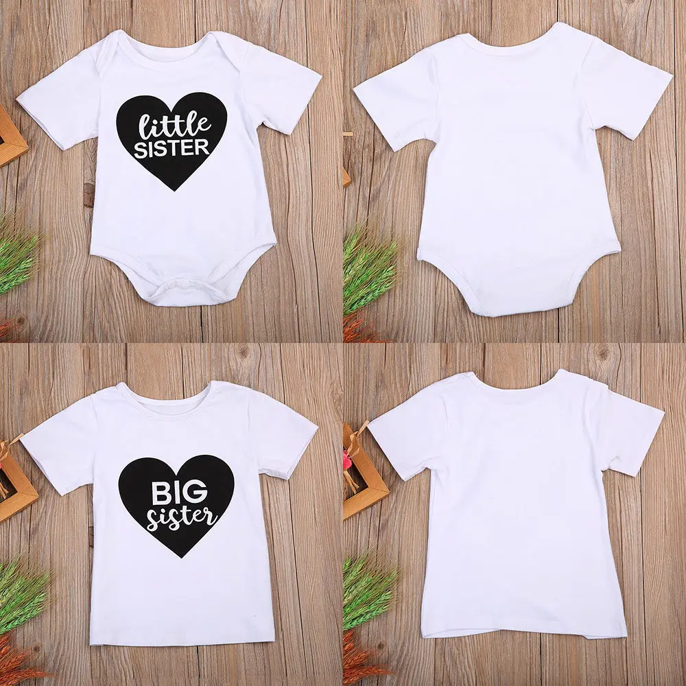 Pudcoco/Боди для крупных сестер и девочек футболка с принтом в виде сердца От 0 до 7
