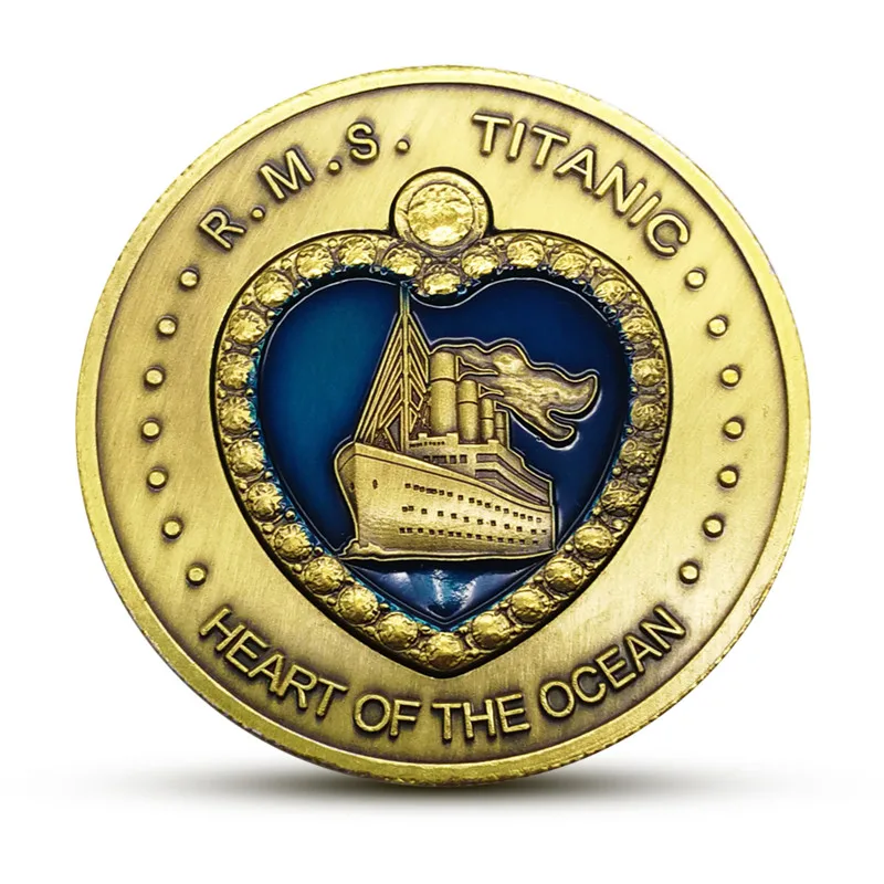 Challenge Coin Titanic Luck коллекция подарок на день Святого Валентина пара Биткоин Металл Сувенир позолоченная монета Сердце моря
