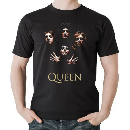 CAMISETA HOMBRE GRUPO ROCK QUEEN CON LOS CUATRO COMPONENTES летняя футболка с круглым вырезом дешевая
