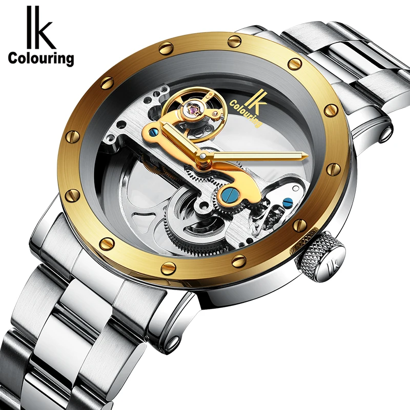 Мужские наручные часы скелетоны из нержавеющей стали с автоматическим