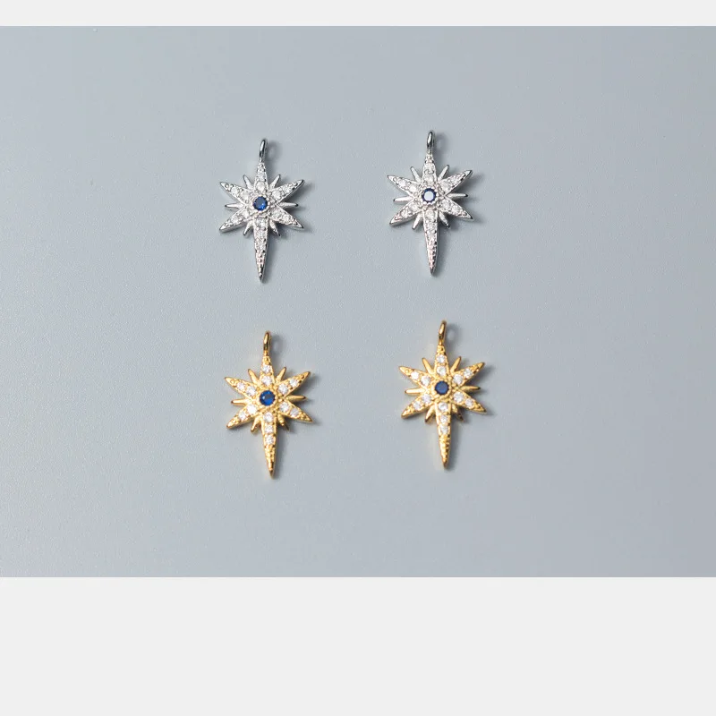 

UQBing 925 Sterling Silver Cubic Zircon Glitter Star Charms Jewelry Making Fit Charm Bracelet Necklaces Gifts