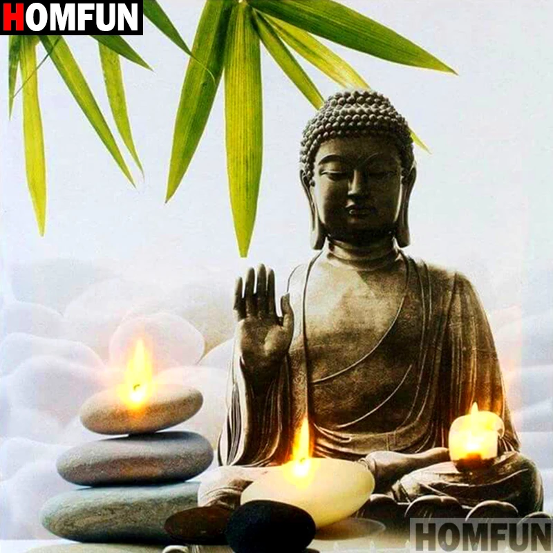 Алмазная живопись HOMFUN религиозный Будда картина из квадратных/круглых страз 5D