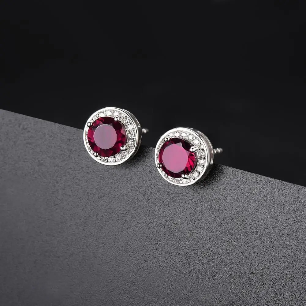 Hutang круглые серьги 2.16ct натуральный драгоценный камень родолит гранат Твердые 925 пробы серебряные ювелирные изделия для женщин подарок